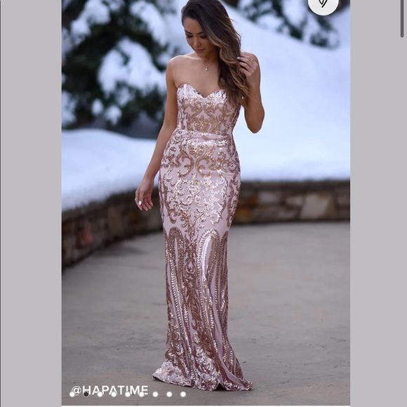 Rebecca Rose Gold Sequin Gown - Picture 5 of 5
